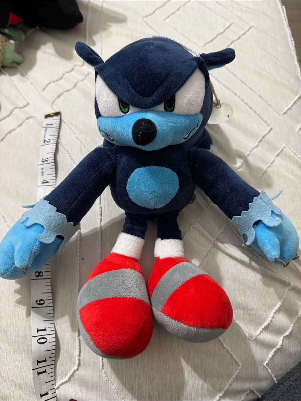 Plush Blue Hedgehog Stuffed Toy with Red Shoes